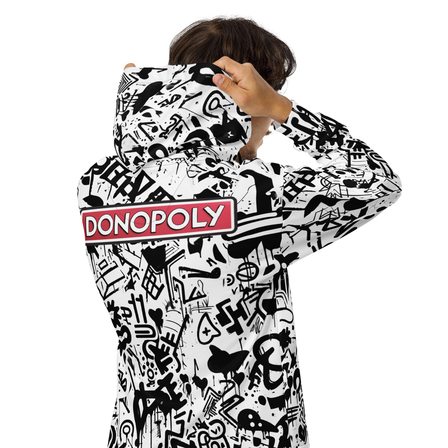 Donopoly Logo Zip Hoodie B/W