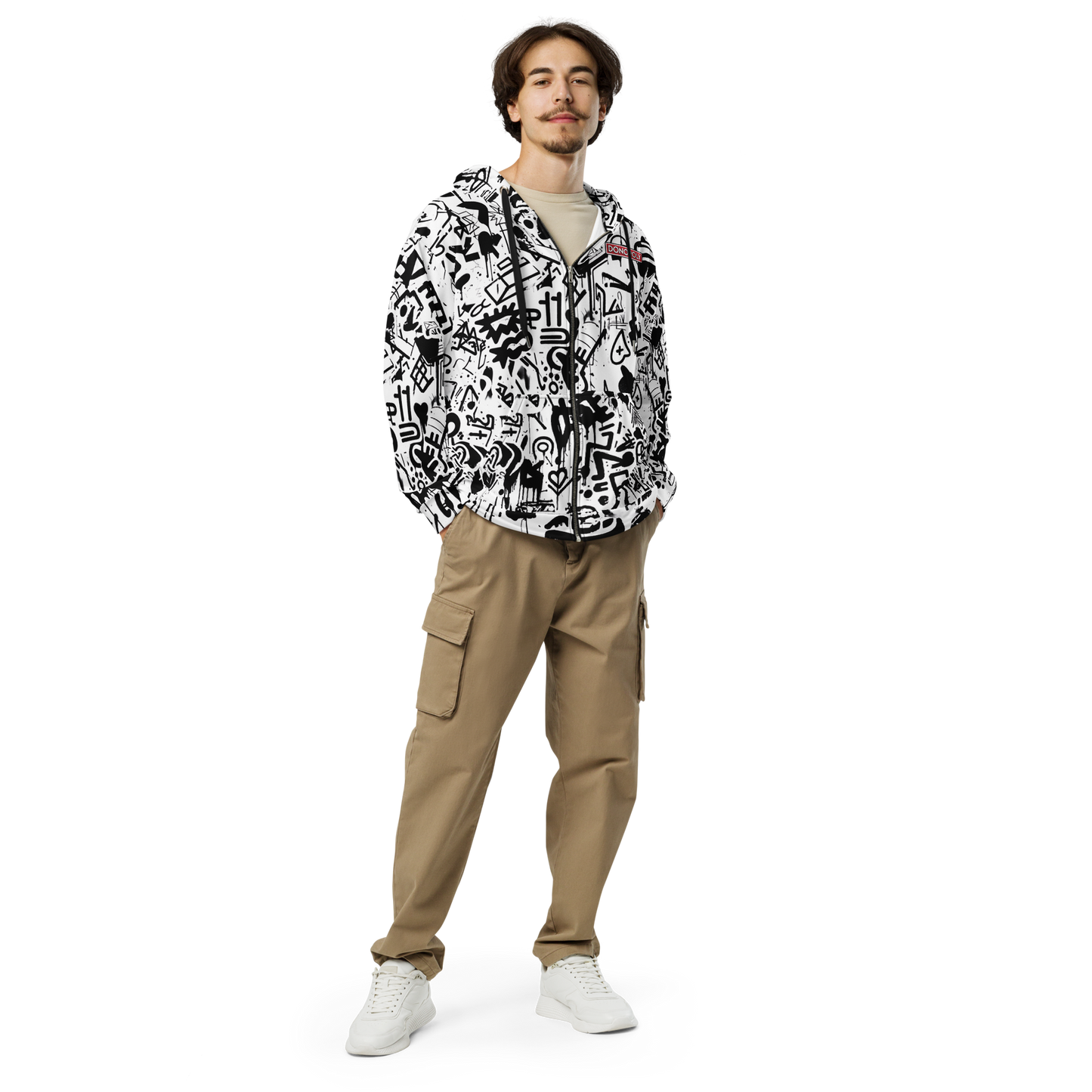 Donopoly Logo Zip Hoodie B/W