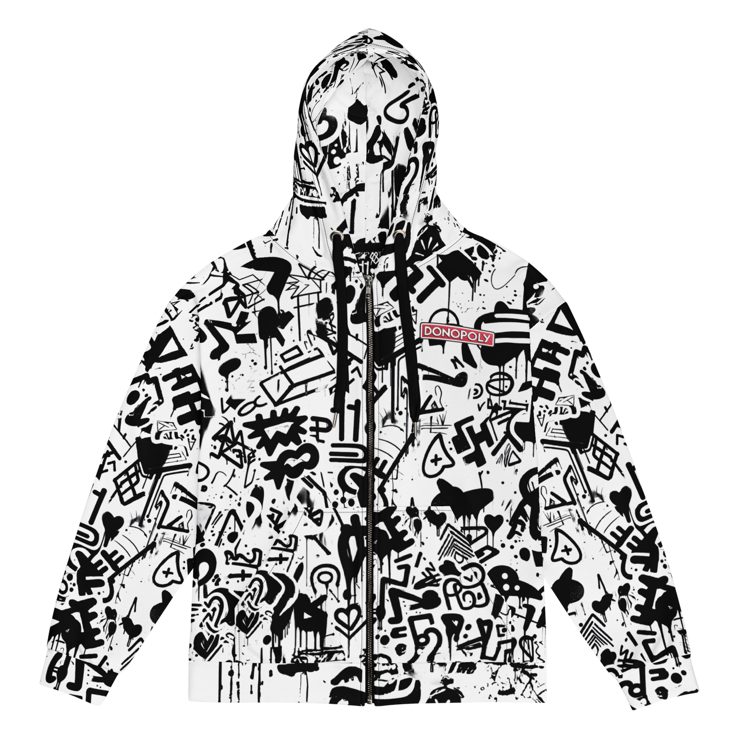 Donopoly Logo Zip Hoodie B/W