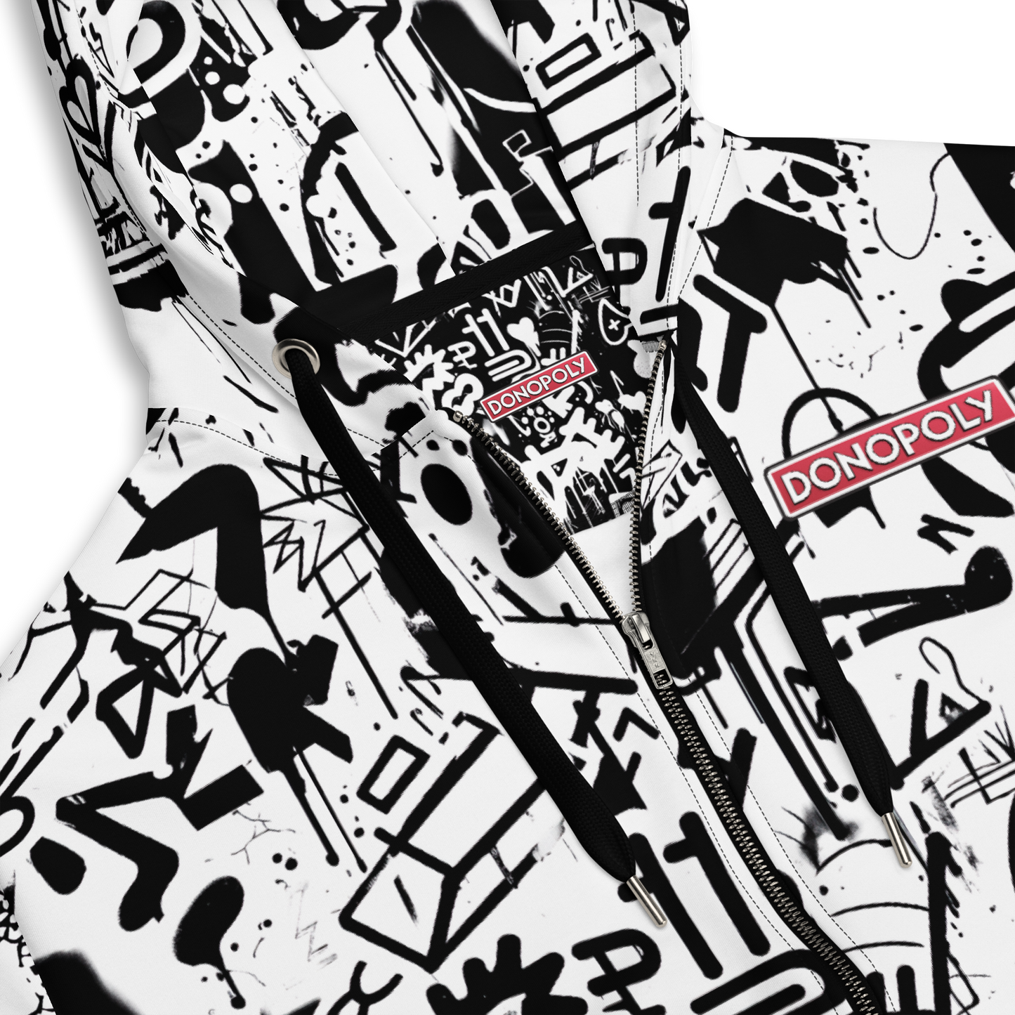 Donopoly Logo Zip Hoodie B/W