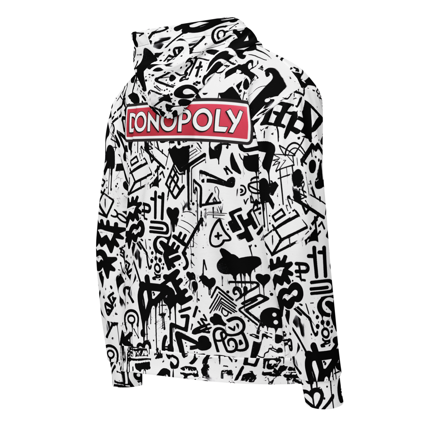Donopoly Logo Zip Hoodie B/W